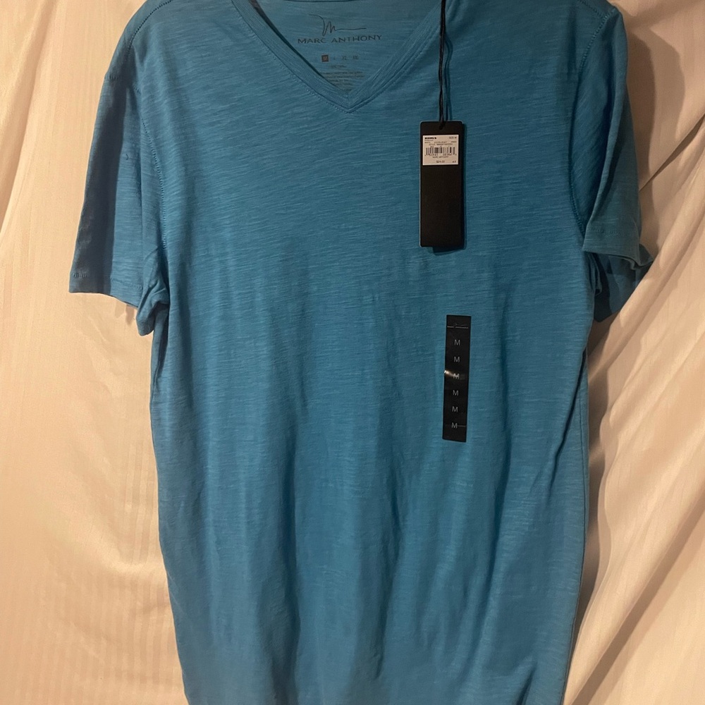 Marc Anthony Men's Teal V-Neck Tee